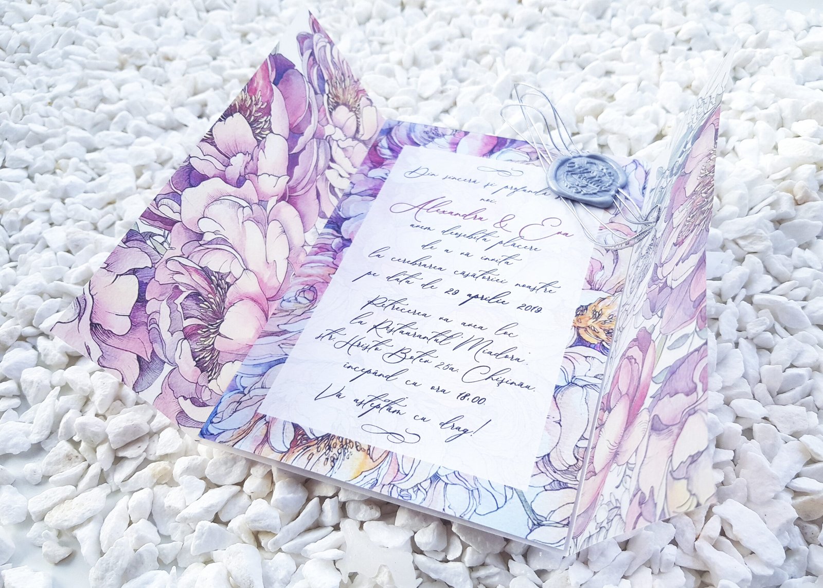 Invitații nuntă personalizate florale - imagine 2